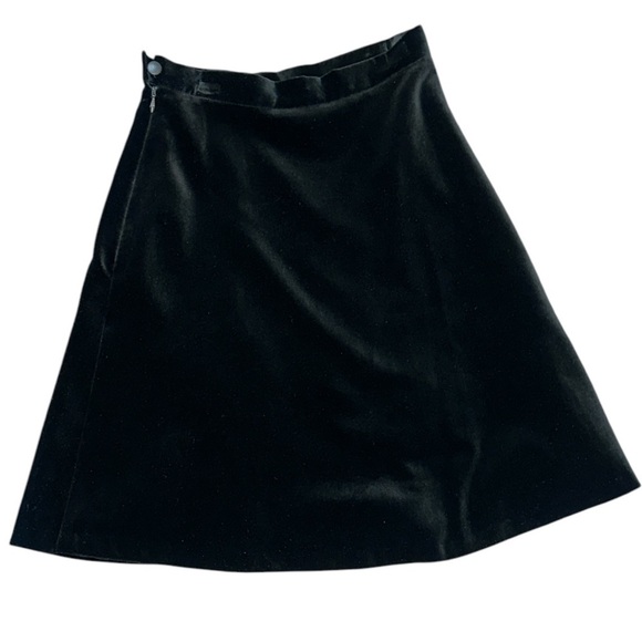 Laura Ashley Vintage Velvet Skirt Cotton Made in England Side Zipper Black US 10 - Picture 1 of 8